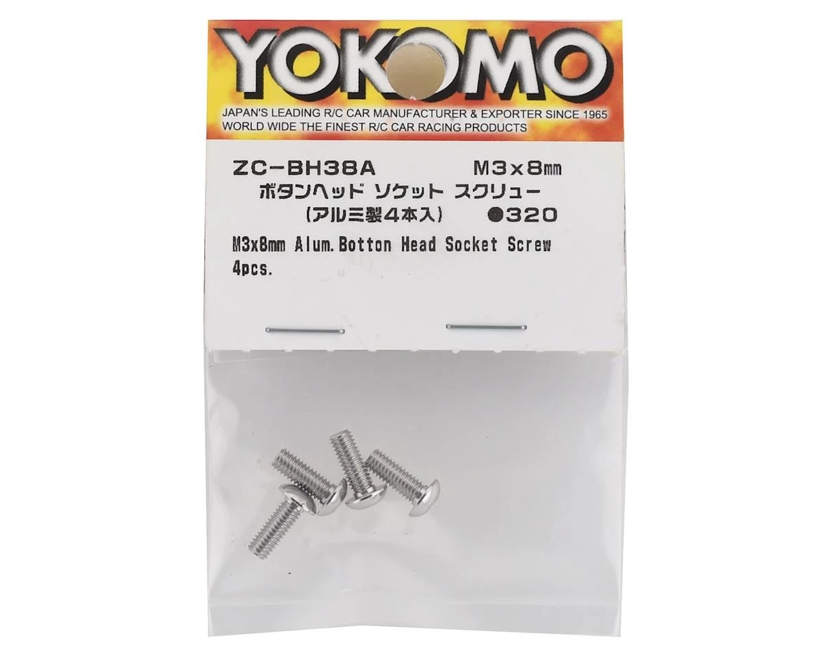 Yokomo 3x8mm Aluminum BD9 Button Head Hex Screw (4) 2 Yokomo 3x8mm Aluminum BD9 Button Head Hex Screw (4) - Image 2